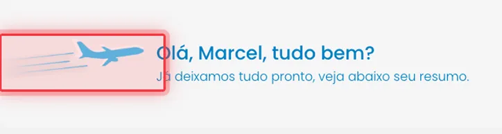 A greeting banner with an aeroplane illustration highlighted, marking an image with no text alternative.