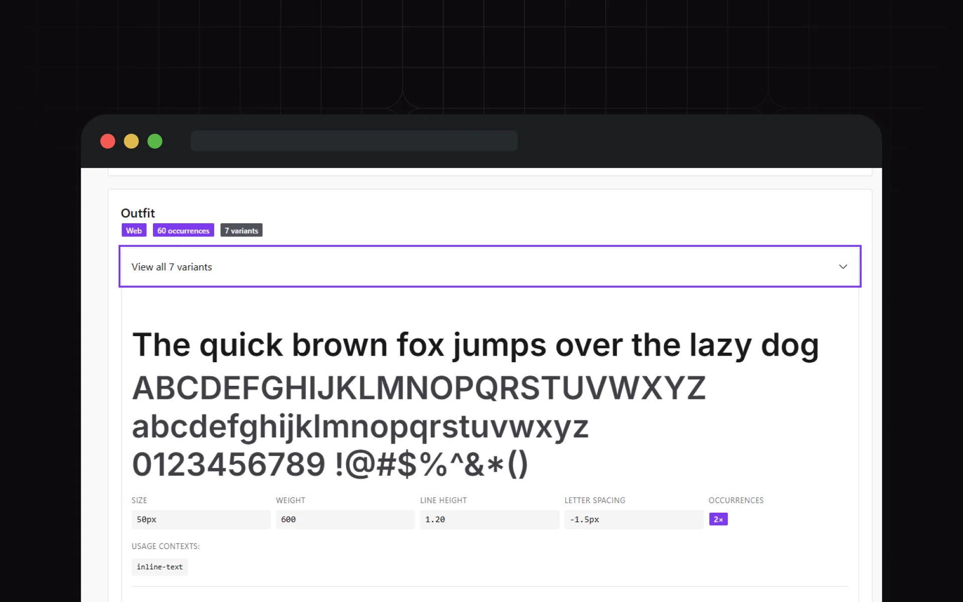 The Grid & Layout tab of the report: 51 unique layouts, 4 CSS Grid patterns, 47 Flexbox patterns across one page analysed, above a bar chart of container widths with occurrence counts.